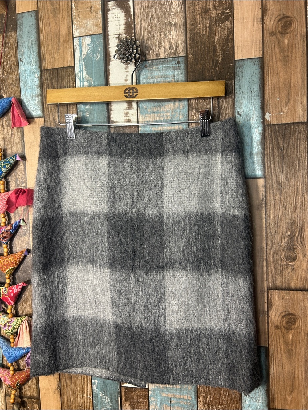 Talbots Gray Plaid Mohair-Blend Mini Skirt